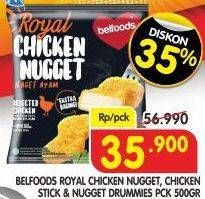 Promo Harga BELFOODS Royal Nugget Chicken Nugget S, Chicken Nugget Drummies, Chicken Nugget Stick 500 gr - Superindo