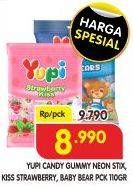 Promo Harga YUPI Candy Neon Stick, Strawberry Kiss, Baby Bear 110 gr - Superindo