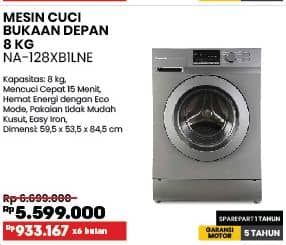 Promo Harga Panasonic NA-128XB1LNE Mesin Cuci Depan 9 Kg  - COURTS