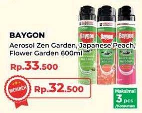 Promo Harga Baygon Insektisida Spray Zen Garden, Japanese Peach, Flower Garden 600 ml - Yogya