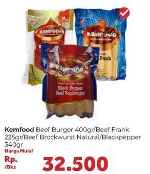 Promo Harga Kemfood Beef Burger 400gr/Beef Frank 225gr/Sosis Beef Brockwurst 340gr  - Carrefour