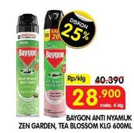 Promo Harga BAYGON Insektisida Spray Zen Garden, Tea Blossom 600 ml - Superindo