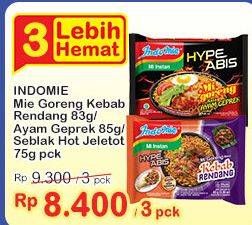 Promo Harga Indomie Hype Abis Kebab Rendang, Ayam Geprek, Seblak Hot Jeletot 75 gr - Indomaret