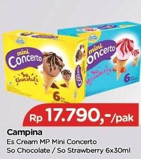 Promo Harga CAMPINA Mini Concerto Chocolate, Strawberry per 6 pcs 30 ml - TIP TOP