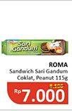Promo Harga ROMA Sari Gandum Coklat, Peanut 115 gr - Alfamidi