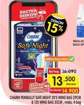 Promo Harga Charm Safe Night Wing 29cm, Wing 35cm 12 pcs - Superindo