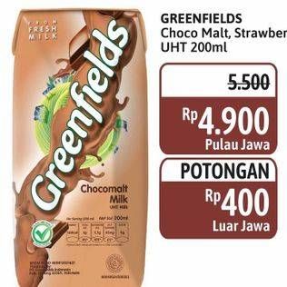 Promo Harga Greenfields UHT Choco Malt, Strawberry 200 ml - Alfamidi