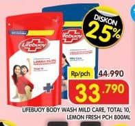 Promo Harga Lifebuoy Body Wash Mild Care, Total 10, Lemon Fresh 850 ml - Superindo