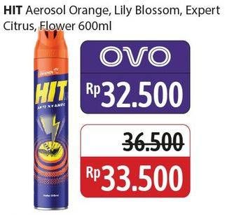 Promo Harga Hit Aerosol Orange, Lily Blossom, Expert Citrus, Flower 600 ml  - Alfamidi