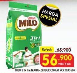 Promo Harga Milo ActivGo 3in1 per 18 sachet 35 gr - Superindo