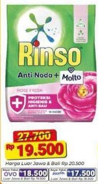 Promo Harga Rinso Anti Noda Deterjen Bubuk + Molto Purple Perfume Essence 770 gr - Alfamart