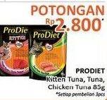 Promo Harga PRODIET Makanan Kucing Kitten Tuna, Tuna, Chicken Tuna per 3 pouch 85 gr - Alfamidi