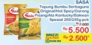 Promo Harga Sasa Tepung Bumbu Original, Hot Spicy, Goreng Pisang, Kentucky, Bakwan Special 250 gr - Indomaret