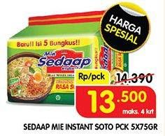 Promo Harga Sedaap Mie Kuah Soto per 5 pcs 75 gr - Superindo