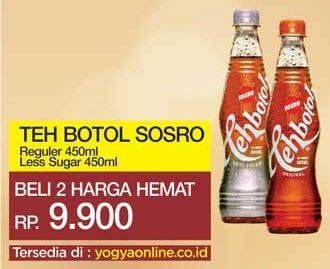 Promo Harga SOSRO Teh Botol Original, Less Sugar 450 ml - Yogya