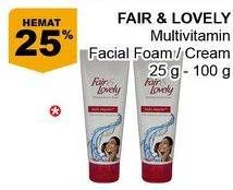 Promo Harga FAIR & LOVELY Multivitamin Cream/Multivitamin Facial Foam 25gr -100gr  - Giant