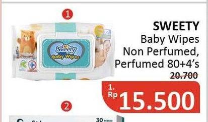 Promo Harga SWEETY Baby Wipes Perfumed/Non Perfumed 84 pcs - Alfamidi