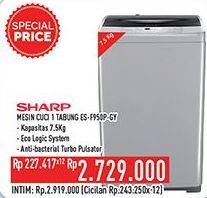 Promo Harga SHARP ES-F950P-GY | Washing Machine 7500 gr - Hypermart