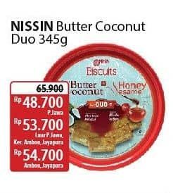 Promo Harga Nissin Biscuits Duo Butter Coconut Honey Sesame 345 gr - Alfamidi