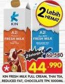 Promo Harga KIN Fresh Milk Full Cream, Chocolate, Reduced Fat, Thai Tea 950 ml - Superindo
