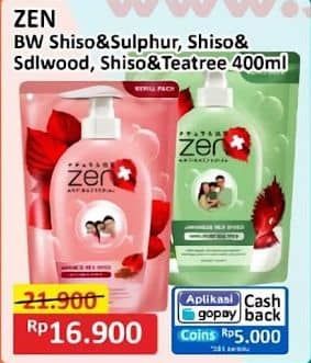 Promo Harga ZEN Anti Bacterial Body Wash Shiso Sulphur, Shiso Sandalwood, Shiso Tea Tree 400 ml - Alfamart