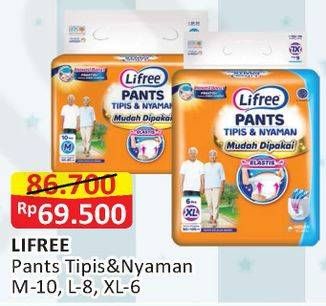 Promo Harga Lifree Popok Celana Tipis & Nyaman Bergerak M10, L8, XL6  - Alfamart