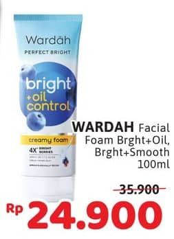 Promo Harga Wardah Facial Wash Brighteing + Oil, Bright+Smooth 100 ml - Alfamidi