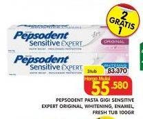 Promo Harga PEPSODENT Pasta Gigi Sensitive Expert Original, Whitening, Enamel, Fresh per 3 pcs 100 gr - Superindo