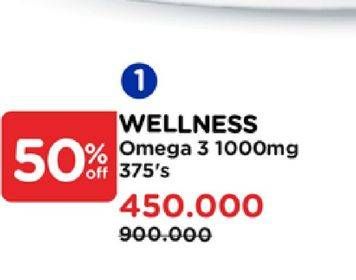 Promo Harga Wellness Omega 3 Fish Oil 1000mg 375 pcs - Watsons