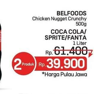 Promo Harga Belfoods Chicken Nugget Crunchy + Coca Cola/Sprite/Fanta  - LotteMart