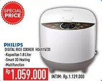 Promo Harga PHILIPS HD4515 Fuzzy Logic Rice Cooker  - Hypermart