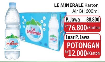 Promo Harga Le Minerale Air Mineral per 24 botol 600 ml - Alfamidi