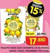 Promo Harga Paquito Hand Soap Lys De France, Lemon, Grape, Strawberry 375 ml - Superindo