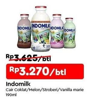 Promo Harga Indomilk Susu Cair Botol Cokelat, Melon, Stroberi, Vanilla Marie 190 ml - TIP TOP