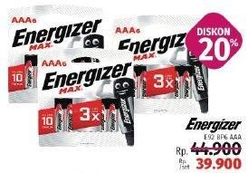 Promo Harga ENERGIZER MAX Battery E-92 BP AAA 4 pcs - LotteMart