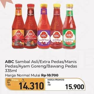 Promo Harga ABC Sambal Asli, Extra Pedas, Manis Pedas, Ayam Goreng, Bawang Pedas 335 ml - Carrefour