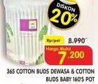 Promo Harga 365 Cotton Buds Dewasa, Baby 160 pcs - Superindo