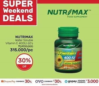 Promo Harga NUTRIMAX Vitamin E 400IU Water Soluble 60 pcs - Guardian