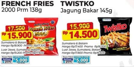 Promo Harga Siantar Top FRENCH FRIES 2000 Kentang Goreng 138 gr - Alfamart