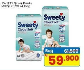 Promo Harga Sweety Silver Pants M32, L28, XL24 24 pcs - Indomaret