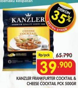 Promo Harga Kanzler Frankfurter Cocktail, Cheese 500 gr - Superindo