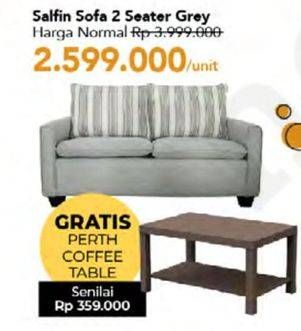 Promo Harga Salfin Sofa 2 Seater Grey  - Carrefour