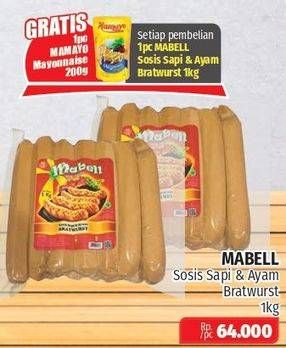 Promo Harga MABELL Bratwurst Sosis Sapi & Ayam 1000gr  - Lotte Grosir