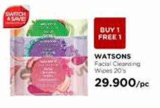 Promo Harga WATSONS Facial Cleansing Wipes 20 pcs - Watsons