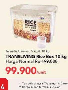 Promo Harga TRANS LIVING Rice Box 10 kg - Carrefour