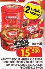 ARNOTT'S Biscuit Venezia Klg 250gr, Good Time Cookies Double Choco Box 144gr & Food Time Cookies Assorted Klg 149gr