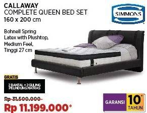 Promo Harga Simmons Callaway Complete Queen Bed Set 160 X 200 Cm  - COURTS