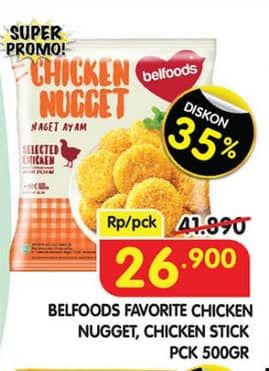 Promo Harga Belfoods Nugget Chicken Nugget, Chicken Nugget Stick 500 gr - Superindo