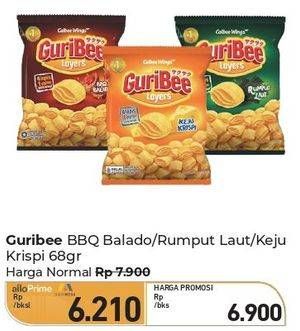 Promo Harga Guribee Layers BBQ Balado, Rumput Laut, Keju Krispi 65 gr - Carrefour