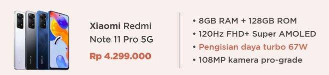Promo Harga Xiaomi Redmi Note 11 Pro 5G 8GB + 128GB  - Erafone